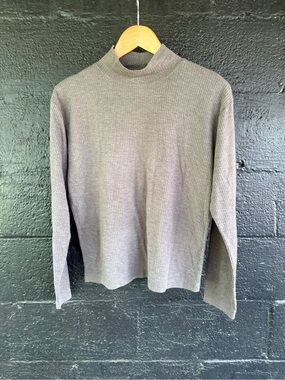 Paul Harris Design Women’s Mock Neck Ribbed Sweater - Gray